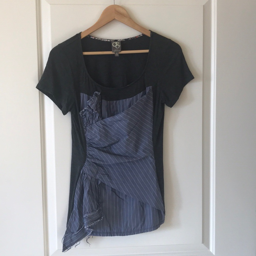 Anthro One September Faux Tailored Raw Edge Tee